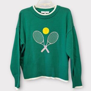 NWT M by Marled Women’s Tennis Racquet Graphic Sweater in Size Large
